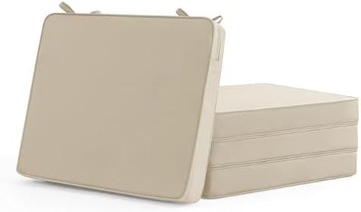 Outdoor Chair Cushions Set of 4: Waterproof & Fade Resistant Seat Cushion for Patio Furniture - 18.5 x 16 x 2 Inch Chair Pads with Ties and Hidden Zipper - Patio Chair Cushion Replacement, Beige