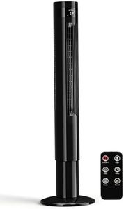 Antarctic Star 43 inch Tower Fan Portable Electric Oscillating Fan Quiet Remote Control Bladeless Floor Fan 3-Spped Wind Mode 12H Timer Bedroom Office Black