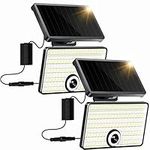 Solar Lights Outdoor Motion Sensor Lights 2 Pack,3000Lux Split Design Solar Security Flood Lighs, IP65 Waterproof Outdoor Solar Fence Lights for Garden Wall Door Yard Pathway Porch Patio, Cool White