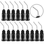 300 Pieces 20 Gauge Bent Dispensing Tips Black Blunt Tip Dispensing Needles Dental Pre Bent Flow Dispensing Needle Tips Disposable Dental Pre Bent Irrigation Needle Tips for Oil or Glue Applicator