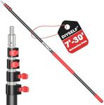 DIYSELF 30 FT Paint Extension Pole, Adjustable Telescoping Pole with Locking Mechanism, Comfortable Sponge Handle, 7-30 Ft Extension Pole for Cleaning, Paint Pole for Painting, Gutter Washing