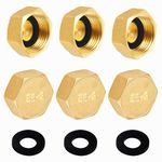 Brass Blanking Cap G1/2 (Ø19.5mm),6pcs Brass Blanking Stop Caps G1/2 Female Thread,Hex Brass Blanking Nut Cap,Brass Fitting Cap,Pipe Fitting Cap for Washing Machine Radiator Valve Faucet Tap