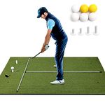 LUTER 5x4 Feet Golf Hitting Mats, High Elastic Turf Golf Practice Mats Golf Hitting Mats for Indoors Outdoors Backyard with 6pcs Golf Balls 4pcs Rubber Tees 2 Alignment Training Sticks