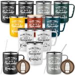 Lallisa 12 Pcs 17 oz Coffee Mug Thank You Gifts for Women Stainless Steel Tumblers Mug with Lid Handle Insulated Mug Graduation Appreciation Travel Tumbler for Coworker Teacher Men Mom (Reminder)