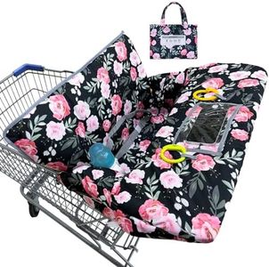 Basumee Shopping Cart Cover for Baby High Chair Covers for Restaurant Seat Grocery Cart Cover for Babies Girl Boy Cart Covers with Storage Pouch Baby Shopping Cart Cover, Black