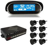 Reversing Radar,Greshare Dual-core Front and Rear LCD Display Car Vehicle Reverse Backup Radar System with Parking Sensors (8 Sensors,Black)