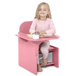 Children's Table & Chair Set, Kids Desk Chair with Storage Bin, Toddler Mysize Chair Desk for Arts Crafts, Snack Time, Homeschooling, Homework, Activity Table Set for Ages 3+, Playset Furniture, Pink