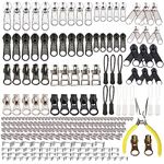 Zipper Repair Kit 255 Pcs Zipper Replacement Kit with Zipper Install Pliers Tool and Zipper Extension Pulls for Clothing Jackets Purses Luggage Backpacks Tents Sleeping Bag