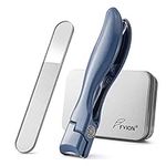 FVION Nail Clipper for Thick Toenail and Fingernail, Wide Jaw Nail Clippers with Crystal File, Large Toe Nail Clipper with Catcher for Men Women, Nail Cutter Set(Blue)