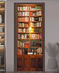 FLFK Door Mural - Door Sticker Peel and Stick, Removable Self-Adhesive Vintage Bookshelf Door Wallpaper for Home Decor, 30.3 "W x 78.7 "L, Set of 2 Sheets