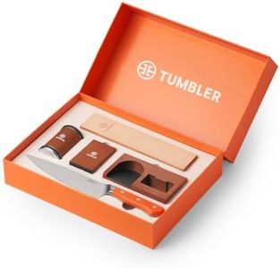 Tumbler Rolling Knife Sharpener Starter Set - Knife Sharpening Made Easy - Rolling Knife Sharpening System with Magnetic Knife Holder, Protective Stand & Leather Strop