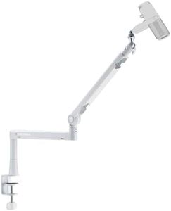 THRONMAX S6 Bras de micro low profile pour Game Streaming&Broadcasting, Robuste Boom arm universel avec adaptateur 1/4",3/8", 5/8"，Bras de micro entièrement métallique et entièrement réglable, Blanc