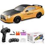 Remote Control Car RC Drift Car 2.4GHz 1:24 Scale 4WD 15KM/H High Speed Model Vehicle with LED Lights Drifting Tire Racing Sport Toy Car for Adults Boys Girls Kids Gift 2Pcs Rechargeable Batteries