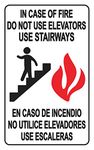 in Case of Fire Do Not Use Elevators Use Stairway Sign for Public Safety, Meet Fire Safety Codes, 8 inches x 5 inches 0.06” Heavy Duty Commercial Plastic, Indoor/Outdoor (No Mounting Holes)