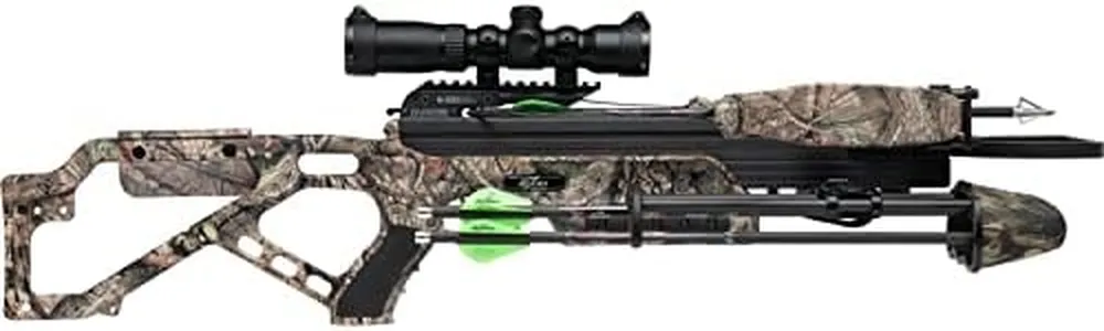 Excalibur Micro 380 Lightweight Compact Accurate Ambidextrous CeaseFire Safety Hunting Archery Crossbow, Mossy Oak Break-Up Country w/Tact-100 Illum Scope