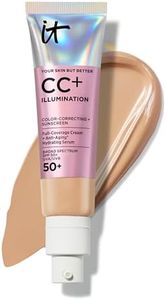 IT Cosmetics CC+ Cream Illumination (Neutral Tan) - Radiant Full Coverage Foundation With SPF 50+, Color Corrector & Hydrating Anti-Aging Serum, Hydrolyzed Collagen + Peptides - 1.08 fl oz