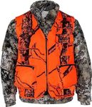 Klarny Blaze Orange Hunting Vest with Pockets, High-Visibility, Waterproof, Ultra-Quiet Deer and Bow Hunting Gear Accessories, Camo Orange, 3X-Large