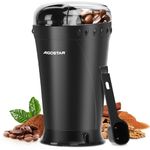Aigostar Electric Coffee Grinder, Stainless Steel Blade, 200W, 60g Capacity, Cord Storage, Portable & Compact for Coffee Beans, Spice, Nuts, Seeds, Herbs, Black - Breath 30KYI.
