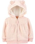 Simple Joys by Carter's Girls' Hooded Sweater Jacket with Sherpa Lining, pink, 12 Months