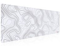 excovip Topographic Contour Mouse Pad with Stitched Edges,Personalized Design Large Desk Mat,90x40 cm XXL Gaming Mousepad with Anti-Slip Base, Cool Desk Pad for Keyboard and Mouse,White 0206