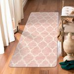 Lahome Moroccan Laundry Room Rug - 2x4 Rug for Bedroom Washable Hallway Runnr Rugs Pink Kids Nursery Rug Small Soft Throw Girl Dorm Bathroom Rug Non-Slip Modern Trellis Mats Carpet Runner for Entryway