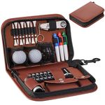 MAZEL Men Golf Accessories Set Including Golf Accessories Bag Case,Golf Balls,Golf Tees,Ball Clamp,Ball Marker & Ball Marking Stencil,Rangefinder,Brush,Multifunctional Divot Tool,Scorer