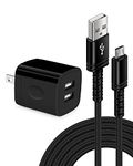 Micro USB Charger, Dual USB Port Wall Block with 6FT Android Fast Charging Cable for Samsung J8 J7 Pro S6 S7, Droid Cord AC Power Adapter