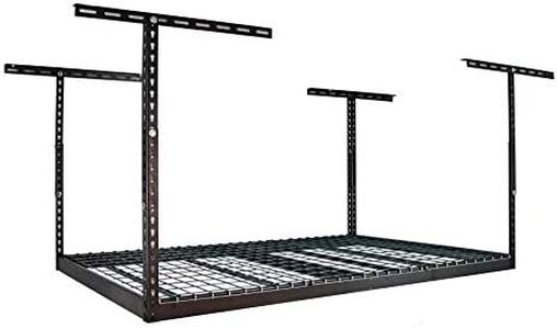 MonsterRax Overhead Garage Storage Racks 4x6, Ceiling Mounted Shelving, Adjustable Hanging Storage Organizer, Heavy Duty Steel, Holds 500 Pounds, Color: Hammertone, Adjusts 18"-33” off Ceiling