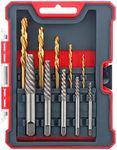 Hi-Spec 10pc Screw Extractors & HSS Drill Bit Set. Easy Out, Left Hand Spiral Flute Removers for Broken, Damaged and Stripped Screws, Studs and Bolts