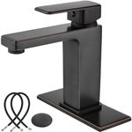 Midanya Bathroom Sink Faucet 1 Hole Single Handle Deck Mount Lavatory Mixer Tap Include Pop Up Drain One Lever Bowl Vessel Sink Faucet with Water Supply Lines,Short Body,Oil Rubbed Bronze