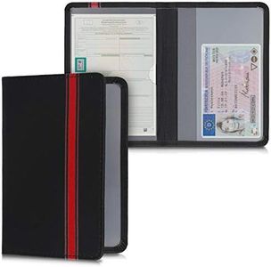 kwmobile Custodia Ecopelle per Libretto Circolazione Auto - Cover Portalibretto con Scomparti Porta Tessere Patente - Foderina Portadocumenti - Strisce Rally