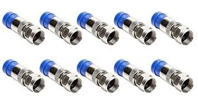 Taapsee RG6 F Type Connector Coax Compression Fitting Coaxial Straight Antenna Cable Adapter,Pack of 10,Blue