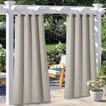 NICETOWN 2 Panels Outdoor Curtains for Patio Waterproof, Rustproof Grommet Room Darkening Thermal Insulated Indoor Outdoor Window Treatments Thermal Drapes for Pergola, Natural, W52 x L84