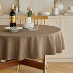 Decorelia Waterproof Kitchen Small Round Linen Table Cloth, Decorative Fabric Burlap Table Cover for Dining and Outdoor Use,Round Farmhouse Table Cloth (60 Inch, Round (2-4 Seats), Coffee)