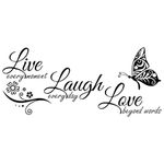 Live Laugh Love Wall Decal Stickers Art, Vinyl Live Every Moment Laugh Every Day Love Beyond Words Wall Decor Motivational Quotes for Bedroom, Removable Wall Sign Mural DIY Home Decorations(55Wx28L)