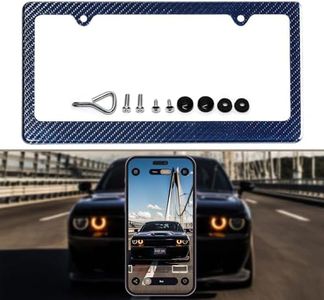 Plate Jade Car 100% Real 3k Twill Weave Blue Carbon Fiber License Plate Frame Cover, Glossy UV Protection, Front/Rear Fit for USA/Canada/Mexico Standard Size 6.25"" x 12.25"" Auto tag Holder (Blue)