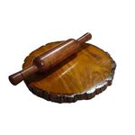 S S Wood Nation Acacia Wooden [saghwaan] Pure Wooden Chakla Belan Rolling Pin Board/Roti Maker/Chakla Belan/Chapati Maker/choping Board/papad chakla for Home 10.5 Inch