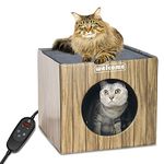 Heated Cat Houses for Outdoor Cats, PETNF Weatherproof Feral Cat House for Indoor Outside Cats Small Dogs in Winter, Heated Cat Bed with Pet Heating Pad, Foldable Waterproof Safe Insulated Cat Shelter