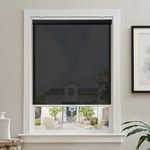 AOSKY Cordless Roller Shades for Windows Light Filtering Shades with 5% Openness Solar Screen Semi Sheer Roller Blinds UV Protection for Office and Home. Easy to Install 25" W x 72" H (Black)