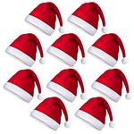 benpen 10PCS Santa Hats Christmas Hat for Adults Bulk,Father Christmas Hats Xmas Party Hats Fancy Dress Christmas Hats or Santa Claus Costume,Classic Santa Outfit for New Year Festive Party Supply