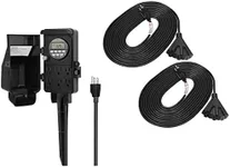 DEWENWILS Outdoor Digital Power Strip Timer, 25FT Black Extension Cord, 16/3 SJTW Tri-Tap Power Cable