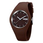 Gosasa Casual Simple Style Silicone Strap Women Men Sports Watches 30M Waterproof, Brown, Sports and leisure