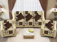Dazzling DECOR Velvet Sofa Cover with Cushion Covers Set of 5 Seater - Premium Sofa Covers 3 Seater and 2 Seater Full Set for Couch Seat - Heavy Fabric Sofa Slip Back Protector, 1248_02_Brown