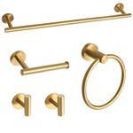 Ntipox Brushed Gold Bathroom Hardware Accessories Set 5 Piece, Stainless Steel Bath Towel Bar Set 24 Inch,Toilet Paper Holder,Towel Ring Holder,Towel Rack Set,Gold Bathroom Accessories Kit