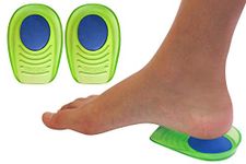 Gel + Memory Foam Shock Absorbing Heel Cups for Kid's with Sensitive Heels, Heel Spurs, Plantar Fasciitis, or Ankle Pain (Kid's Size 3-7) 2 Pairs, 4 Single Heelcups, Green, Kids Size 3-7