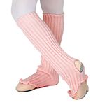 DANCEYOU Girls Leg Warmers Ballet Dancer Knitted Stirrup Wool Crochet Leg Socks for Dance Party Sports Yoga Casual Socks, Pink