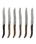 French Home Set of 6 Laguiole Connoisseur Assorted Wood Steak Knives, 8.75"L x 0.5"W x 0.5"H, Multi