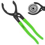 HORUSDY 12" Adjustable Oil Filter Pliers, Adjustable Oil Filter Wrench Removal Tool(Green)