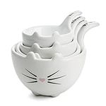 White Ceramic Cat Measuring Cups: S