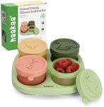 Haakaa Silicone Baby Food Containers, 4oz/120ml Baby Food Jars with Leakproof Lids and Tray, Freezer-Safe Food Storage for Purees & Snacks, 4 Pack,Spring Green Tray
